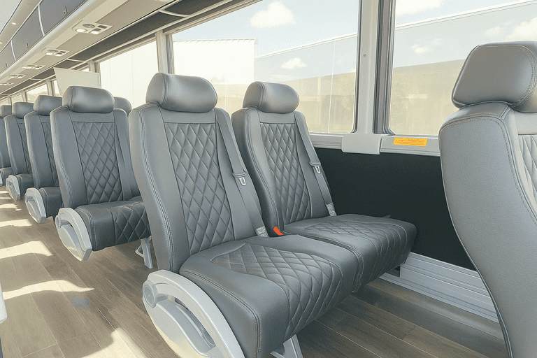 interior of Overland Park Shuttle Bus Rentals charter bus